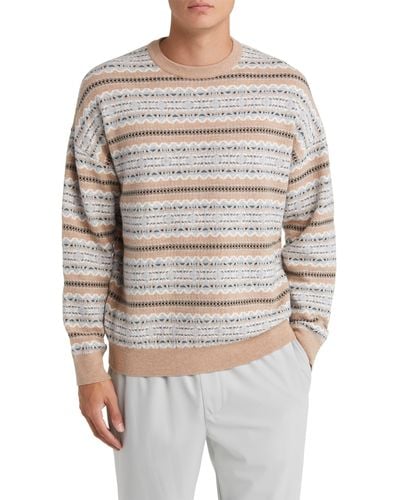 Reiss Plato Fair Isle Stripe Wool Sweater - Natural
