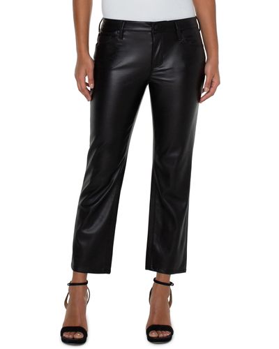 Liverpool Los Angeles Kennedy Ankle Straight Leg Faux Leather Pants - Black