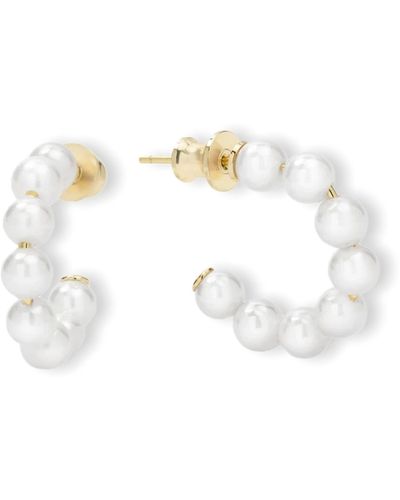 Melinda Maria Life's A Ball Imitation Pearl Hoop Earrings - White