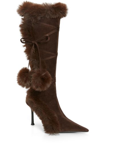Jeffrey Campbell Fluffmeknot Pointed Toe Boot - Brown