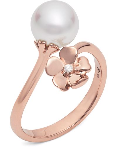 Mikimoto Cultured Pearl & Diamond Bypass Ring - White