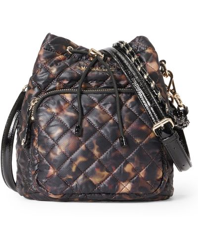 MZ Wallace Crosby Quilted Nylon Bucket Bag - Black