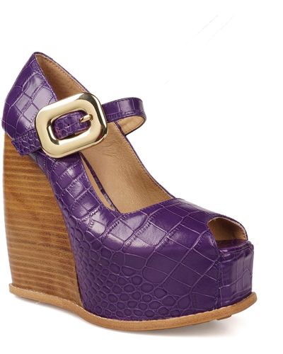 Zigi Philipah Peep Toe Platform Wedge Sandal - Purple