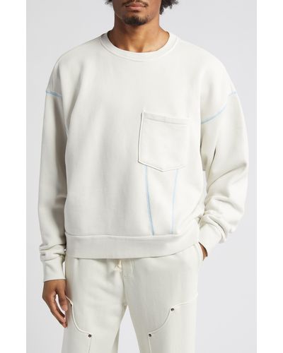 Elwood Contrast Stitch Crewneck Sweatshirt - White