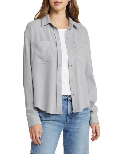 Beach Lunch Lounge Tobey Brushed Knit Shirt Jacket - Gray