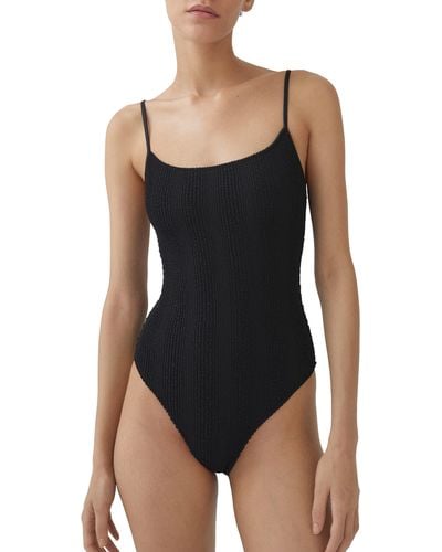 Mango Textured One-piece Swimsuit - Black