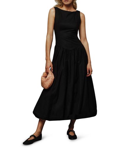 Reformation Elvira Cotton Midi Dress - Black