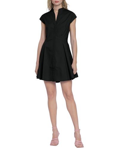 DONNA MORGAN FOR MAGGY Cap Sleeve Fit & Flare Shirtdress - Black