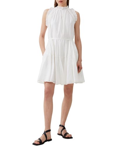 French Connection Emily Lace Trim Tiered Dress - White