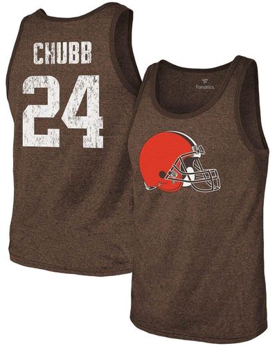 Majestic Threads Nick Chubb Cleveland S Name & Number Tri-blend Tank Top At Nordstrom - Brown
