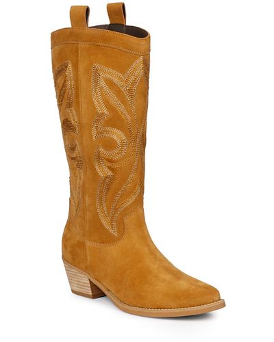 Saint G. Martina Pointed Toe Western Boot - Brown