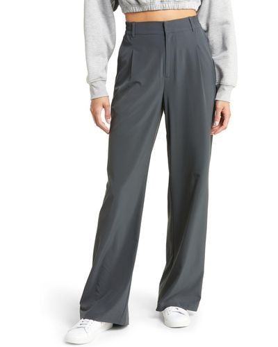 Alolux High-Waist Soho Wide Leg Pants in Athletic Heather Grey by