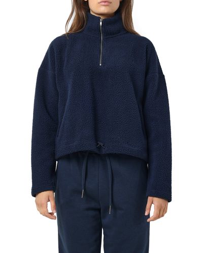 Noisy May Lea Fleece Quarter Zip Pullover - Blue