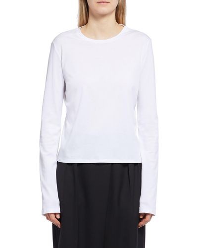 The Row Sherman Long Sleeve Cotton Jersey Top - White