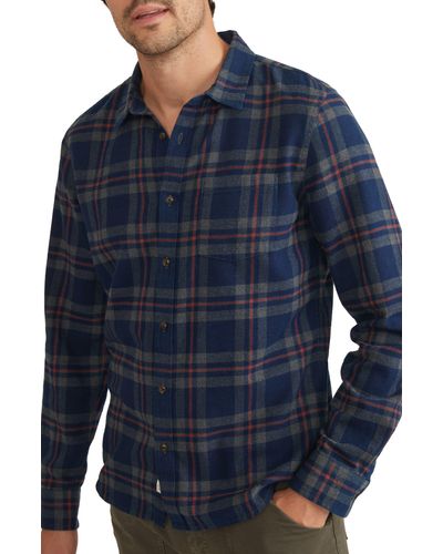 Marine Layer Balboa Plaid Flannel Button-up Shirt - Blue