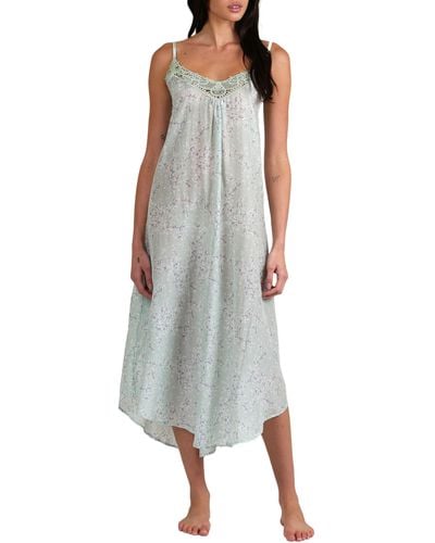 Papinelle Cheri Blossom Lace Trim Cotton & Silk Nightgown - Multicolor
