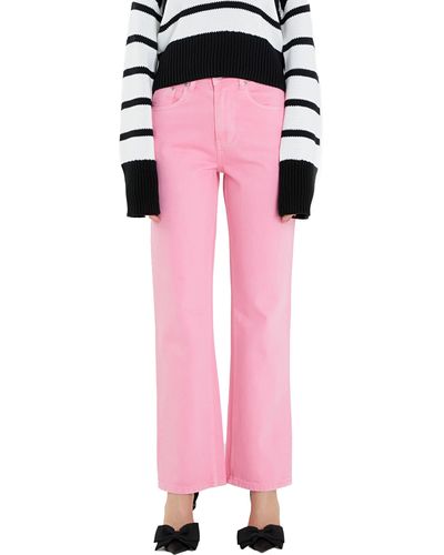 English Factory Wide Leg Jeans - Pink