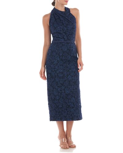 JS Collections Scarlett Wrap Midi Dress - Blue