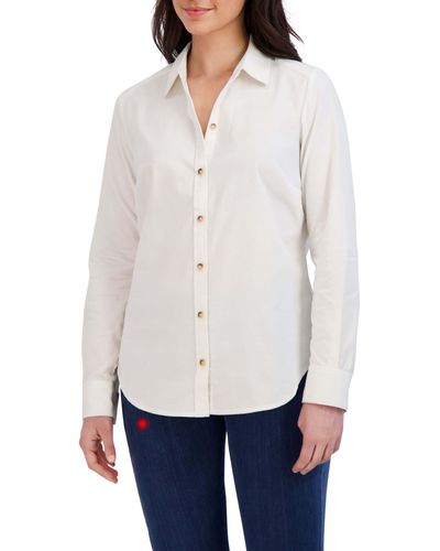 Foxcroft Haven Corduroy Button-up Shirt - White
