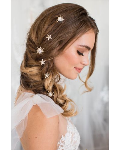Brides & Hairpins Nexus Set Of 6 Crystal Hair Pins - Brown