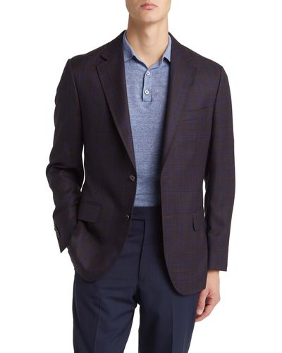 Peter Millar Tailored Fit Plaid Wool Sport Coat - Blue