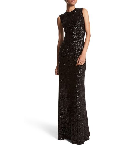 Michael Kors Sequined A-line Gown - Black