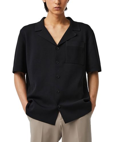 ALPHATAURI Fanoa Short Sleeve Button-up Knit Shirt - Black