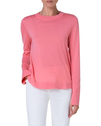 Akris Punto Virgin Wool Crewneck Sweater - Pink