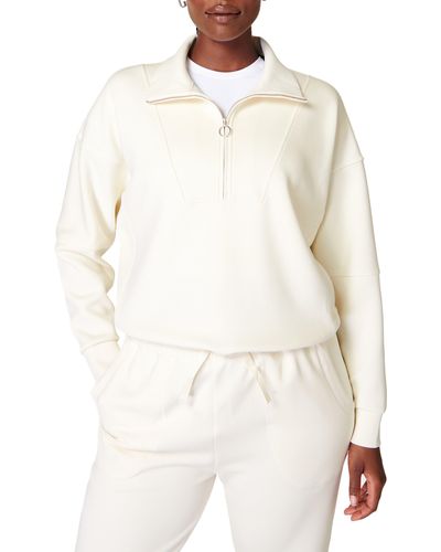 Sweaty Betty Half Zip Fleece Pullover - White