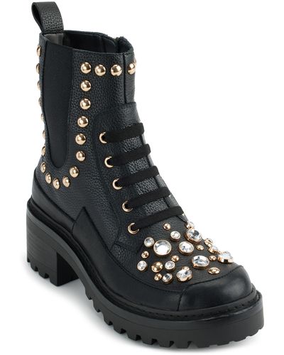Karl Lagerfeld Breck Embellished Lug Boot - Black