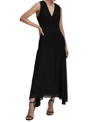 Reiss Saffy Ruched Sleeveless Maxi Dress - Black