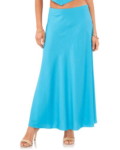 1.STATE Linen Blend Maxi Skirt - Blue