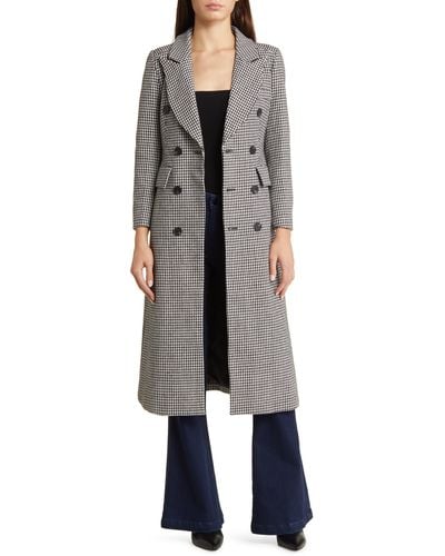 NIKKI LUND Houndstooth Double Breasted Coat - Black
