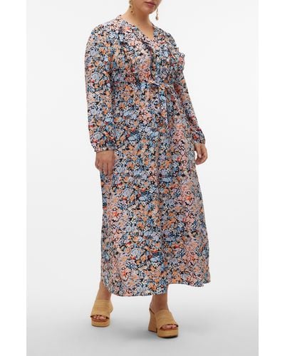 Vero Moda Ginny Floral Print Long Sleeve Maxi Dress - Multicolor