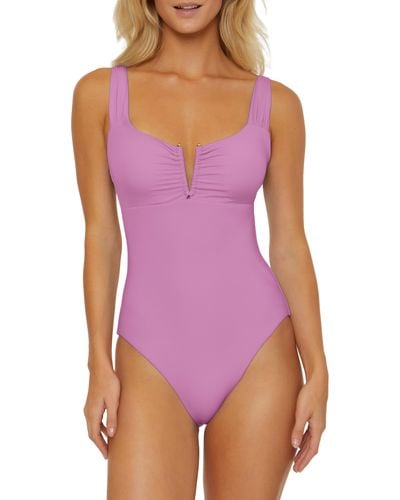 Becca Color Code V-wire One-piece Swimsuit - Purple
