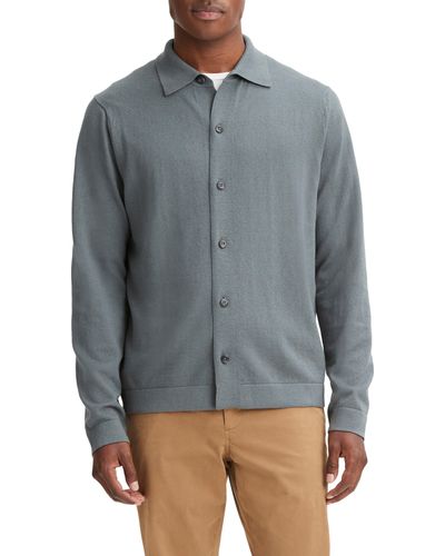 Vince Wool & Cotton Button-up Knit Shirt - Gray