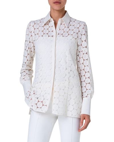 Akris Punto Guipure Lace Button-up Shirt - White