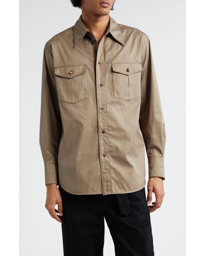 Lemaire Relaxed Fit Cotton Twill Button-up Western Shirt - Natural