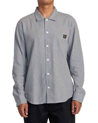 RVCA Dayshift Stripe Button-up Shirt - Gray