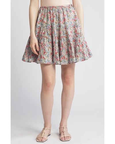 Merlette X Liberty London Hill Floral Print Cotton Tiered Skirt - Multicolor