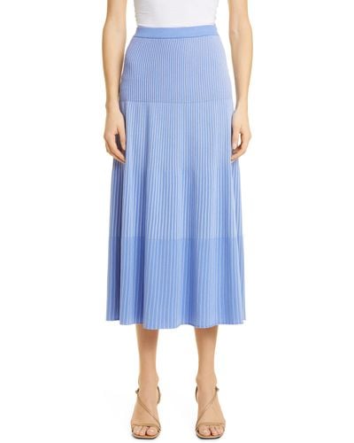 Misook Ombré Stripe Rib Knit Skirt - Blue