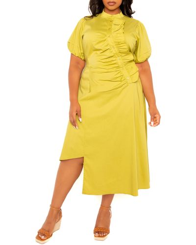 Buxom Couture Asymmetric Ruffle Dress - Green