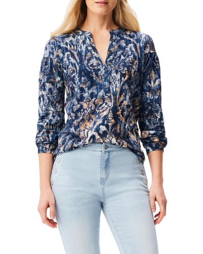 NZT by NIC+ZOE Nzt By Nic+zoe Watercolor Print Henley - Blue