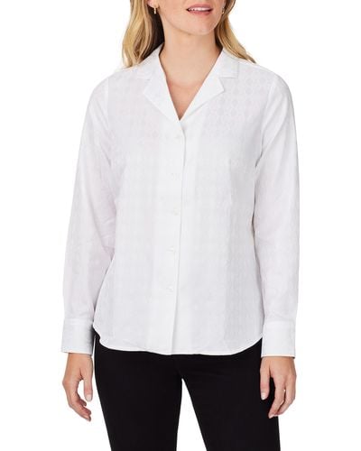 Foxcroft Monica Long Sleeve Button-up Blouse - White