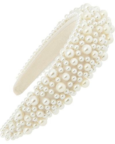 Tasha Imitation Pearl Padded Headband - White