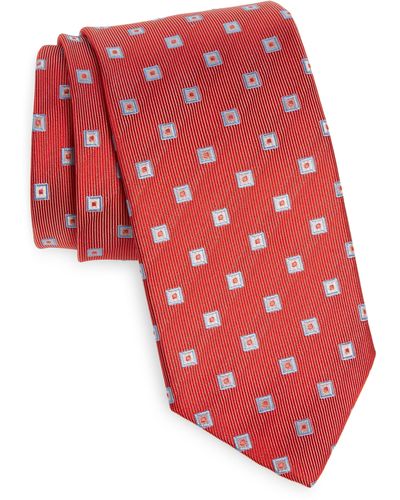David Donahue Neat Silk Tie - Red