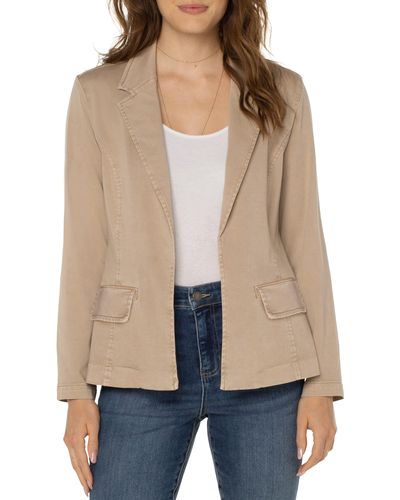 Liverpool Los Angeles Fitted Open Front Twill Blazer - Natural