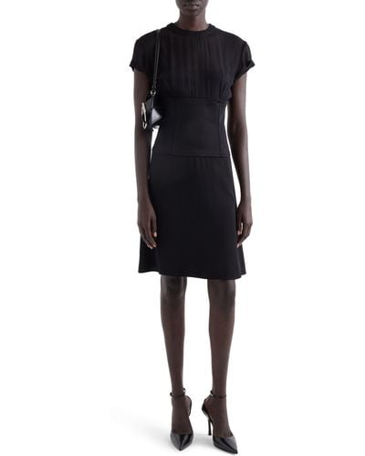 Givenchy Mixed Media Corset Waist Dress - Black