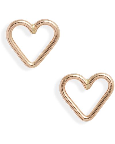 Nashelle Open Heart Stud Earrings - Metallic