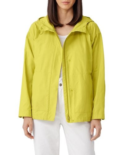 Eileen Fisher Hooded Cotton Blend Jacket - Yellow